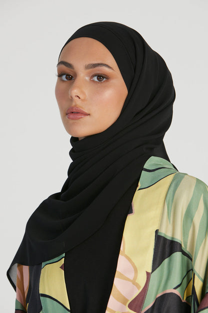 Premium Instant Chiffon Hijab - Black