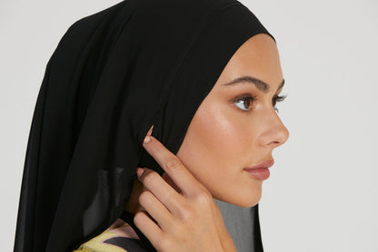 Premium Instant Chiffon Hijab - Black