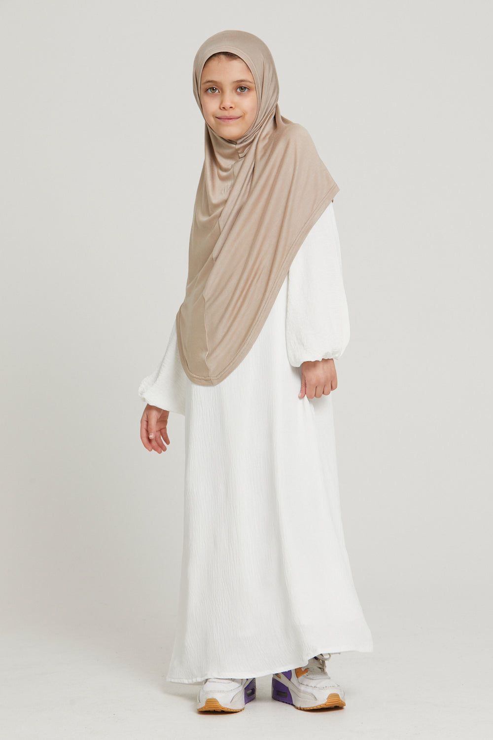 Junior Girls Premium Jersey Khimar - Nude