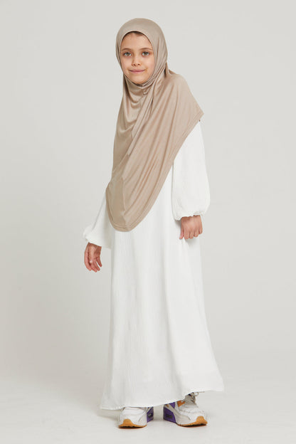 Junior Girls Premium Jersey Khimar - Nude