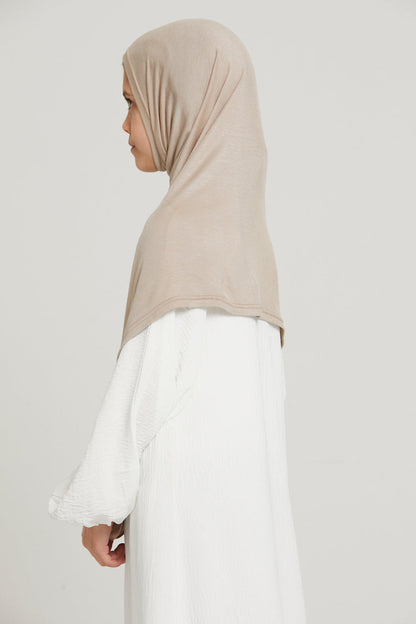 Junior Girls Premium Jersey Khimar - Nude
