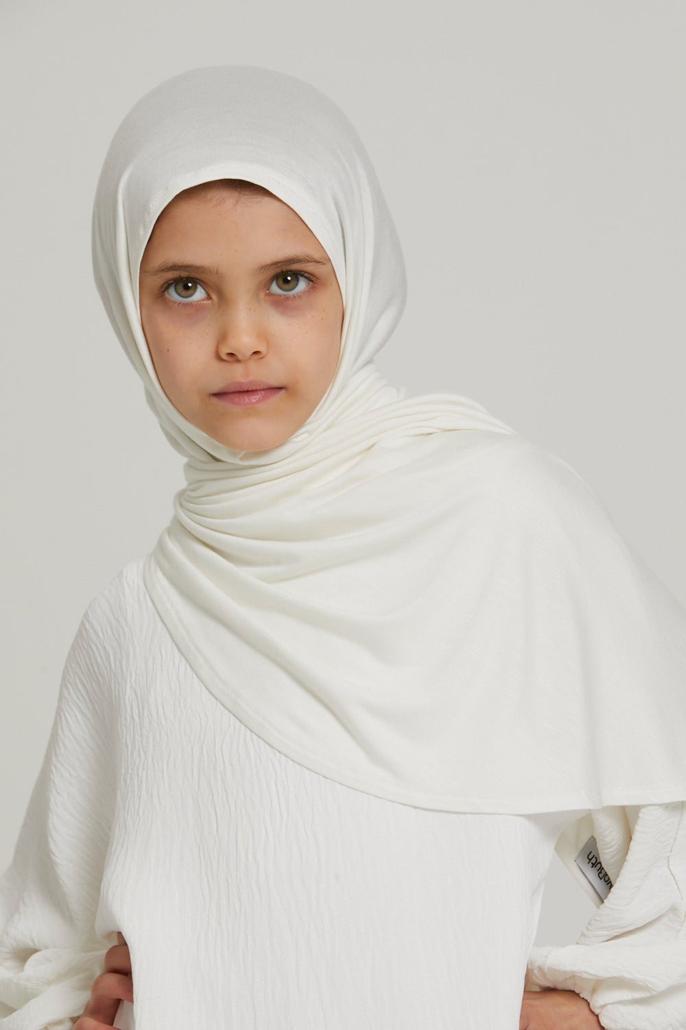 Junior Girls Instant Jersey Hijab - Ivory White