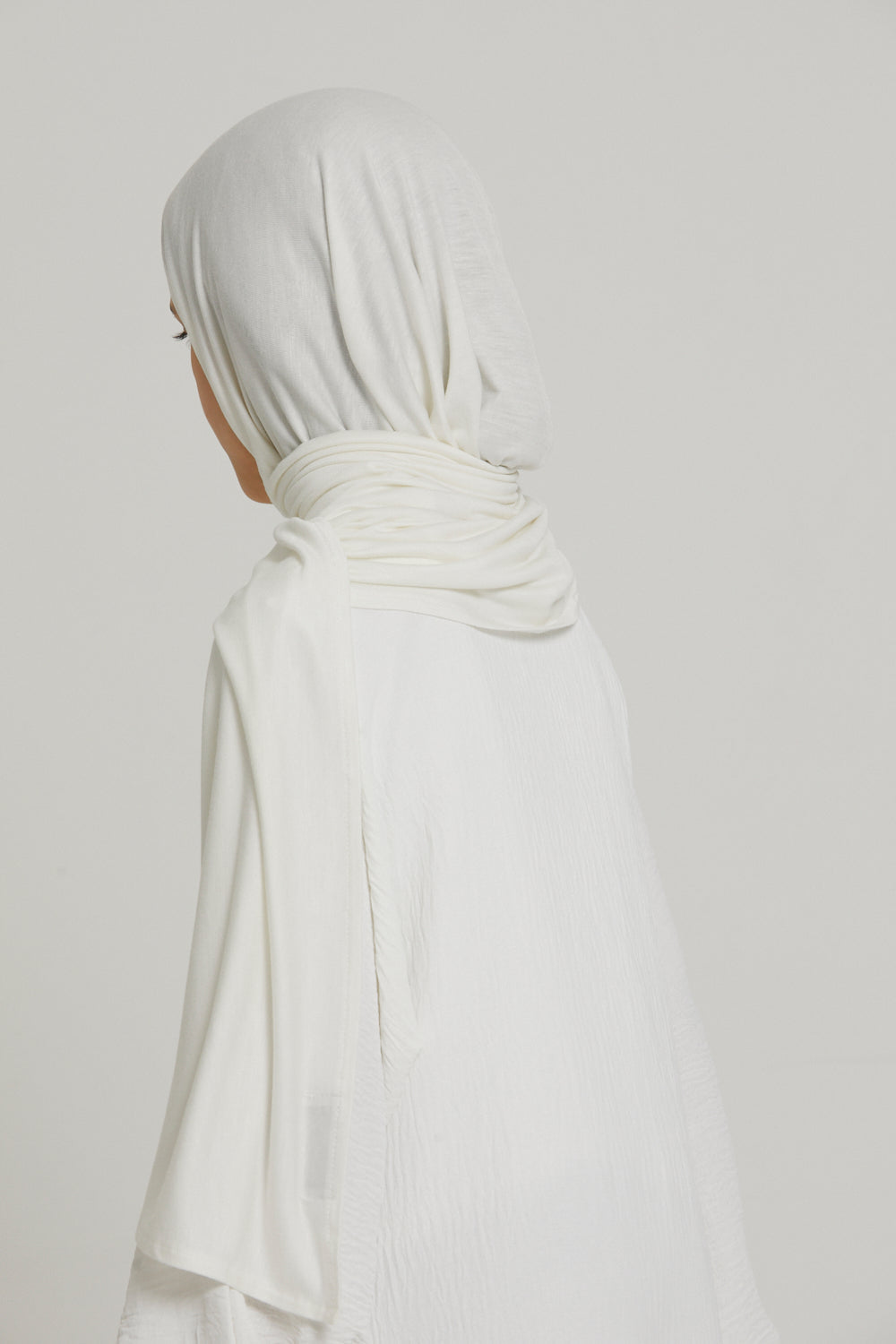 Junior Girls Instant Jersey Hijab - Ivory White