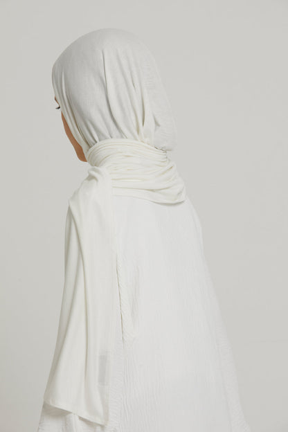 Junior Girls Instant Jersey Hijab - Ivory White