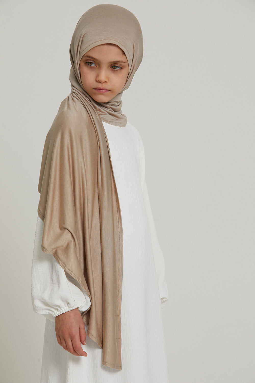 Junior Girls Instant Jersey Hijab - Nude