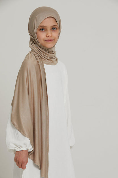 Junior Girls Instant Jersey Hijab - Nude