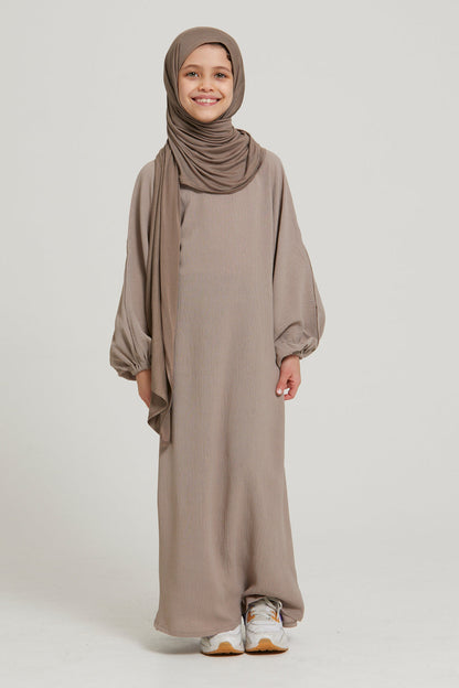 Junior Girls Instant Jersey Hijab - Cafe Au Lait