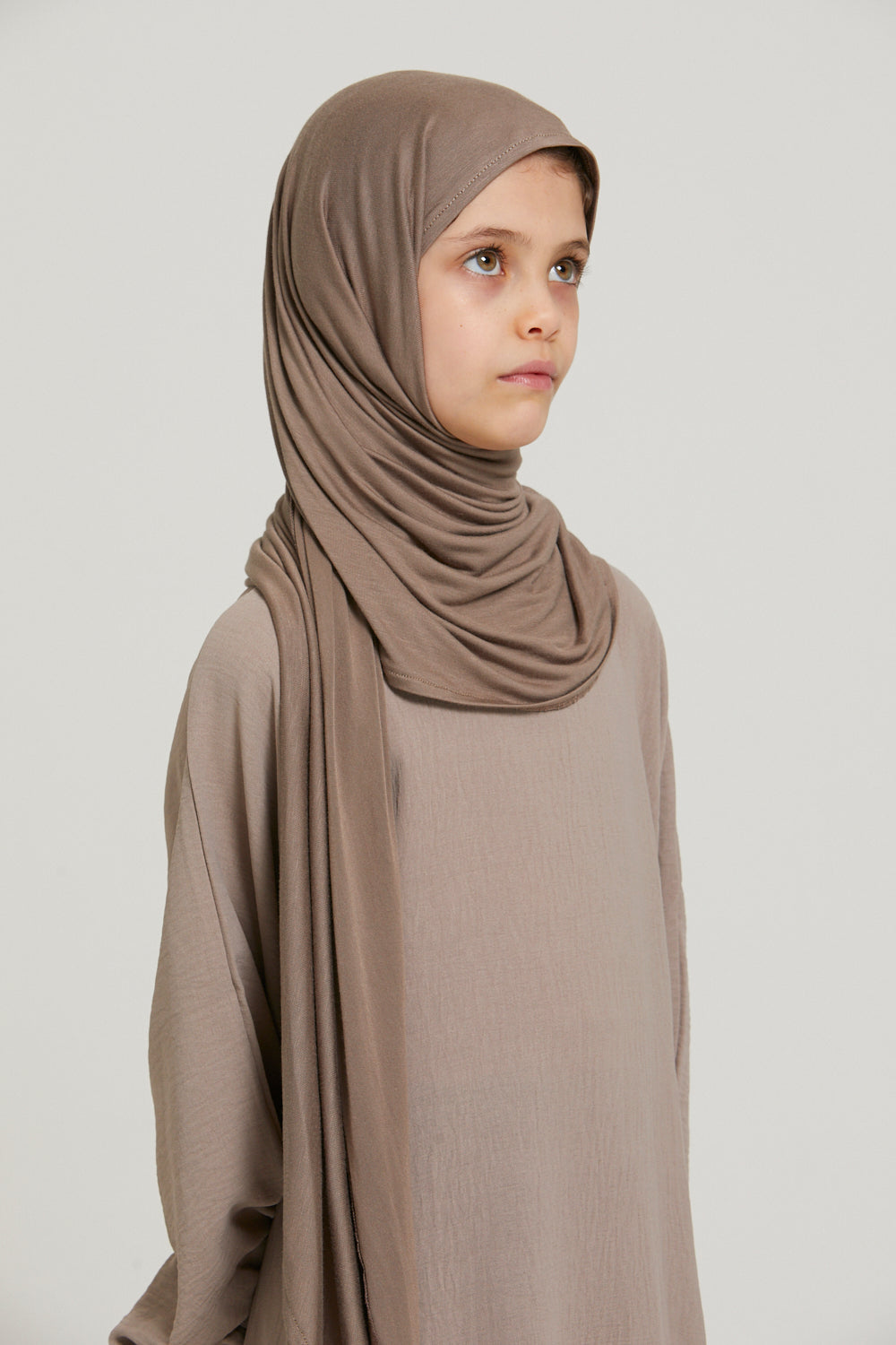 Junior Girls Instant Jersey Hijab - Cafe Au Lait