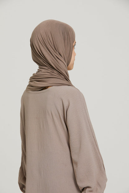 Junior Girls Instant Jersey Hijab - Cafe Au Lait