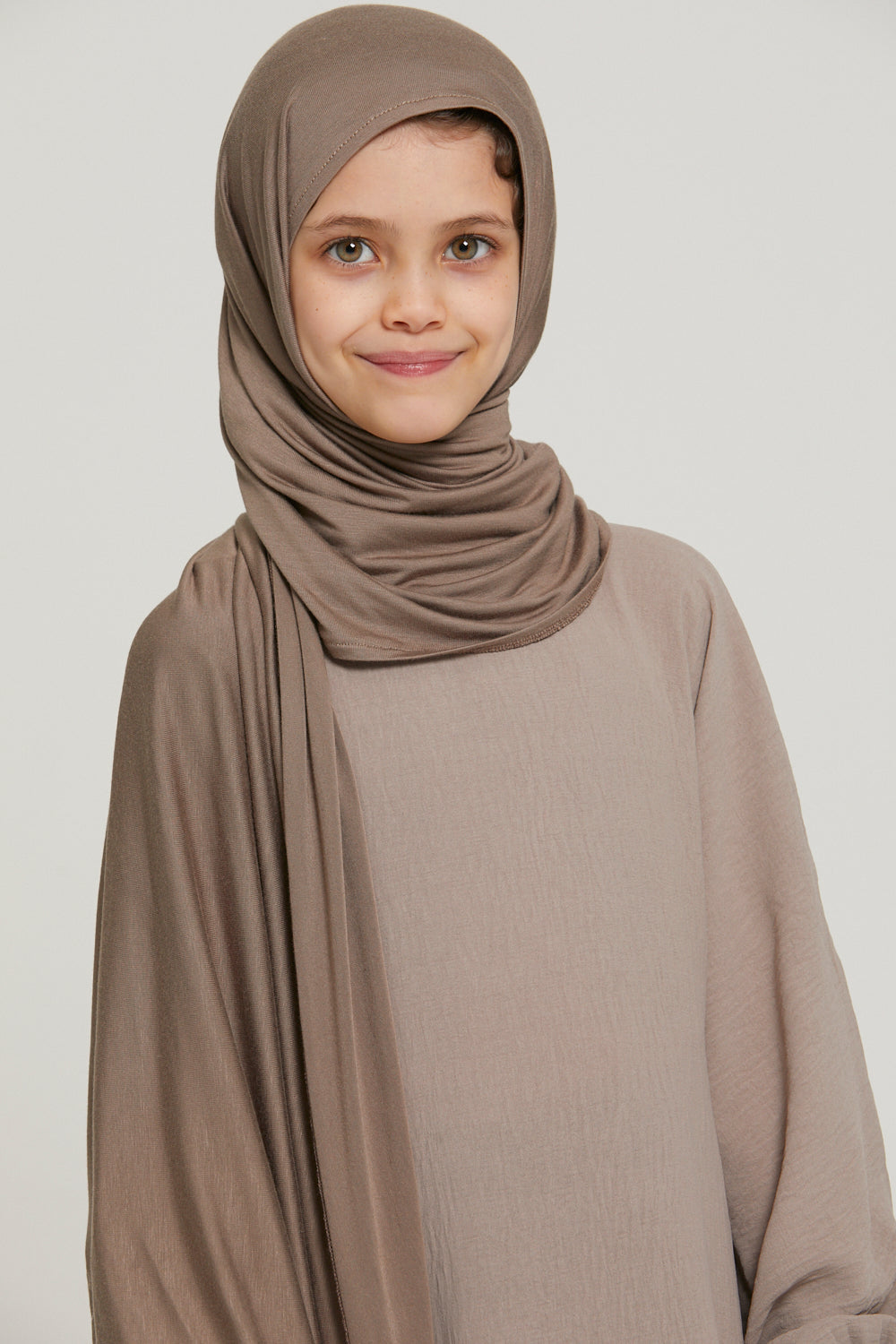 Junior Girls Instant Jersey Hijab - Cafe Au Lait