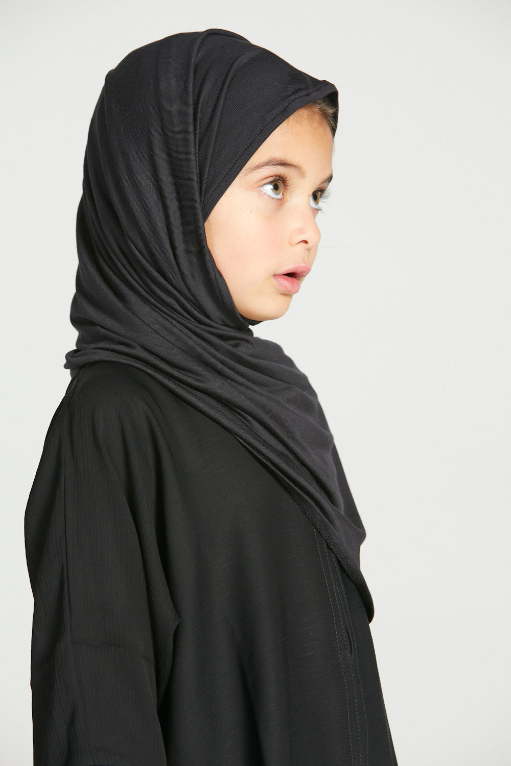 Junior Girls Premium Instant Jersey Hijab - Black