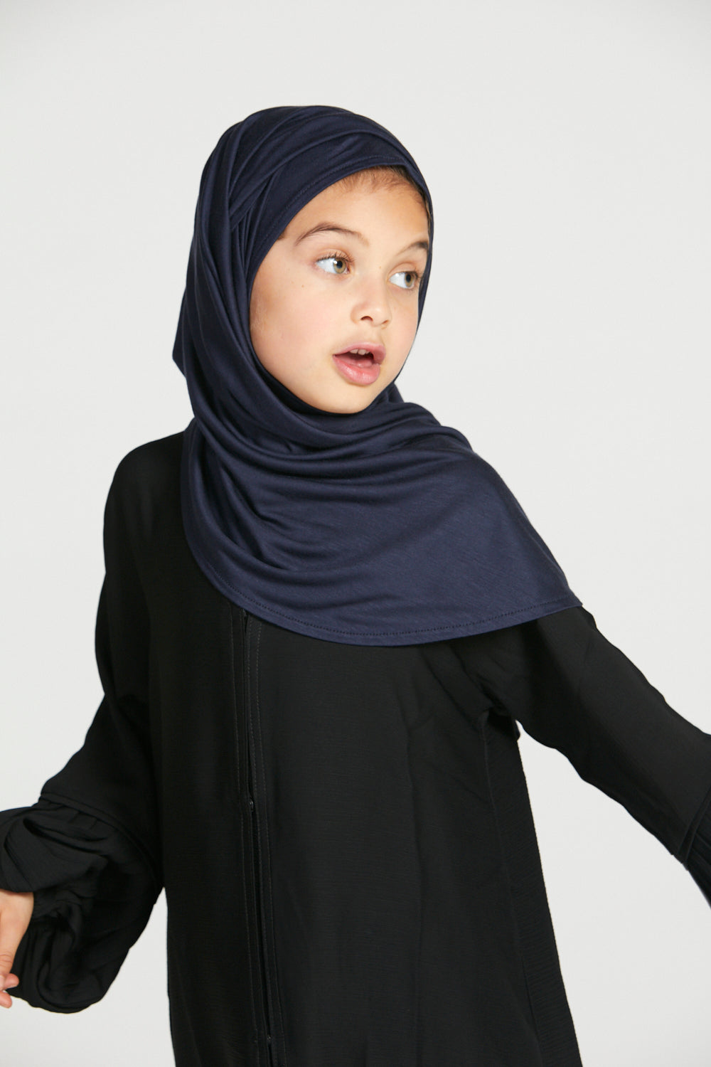 Hijab in jersey Premium Instant per bambine - Blu navy