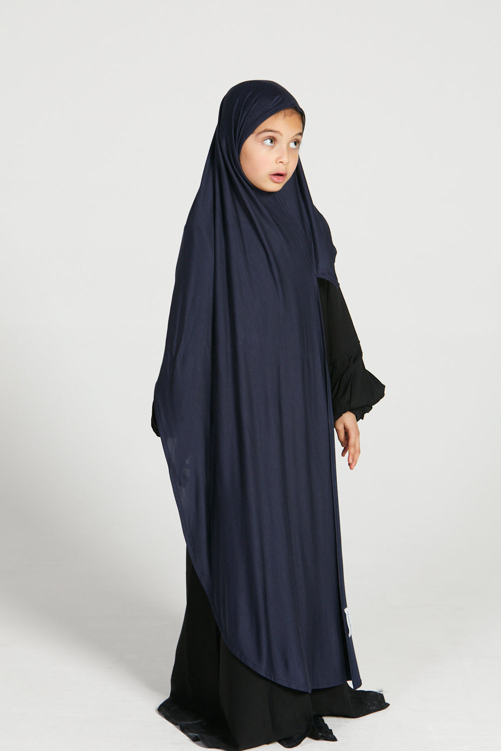 Junior Girls Premium Instant Jersey Hijab - Navy