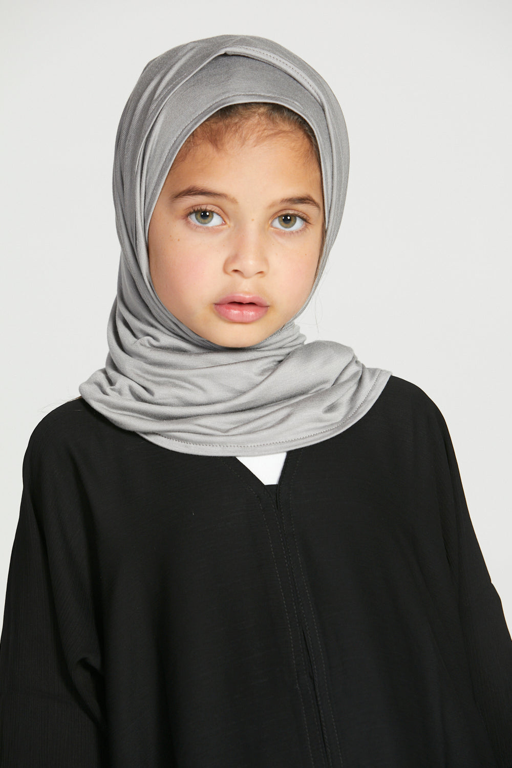 Junior Girls Premium Instant Jersey Hijab - Silver Grey