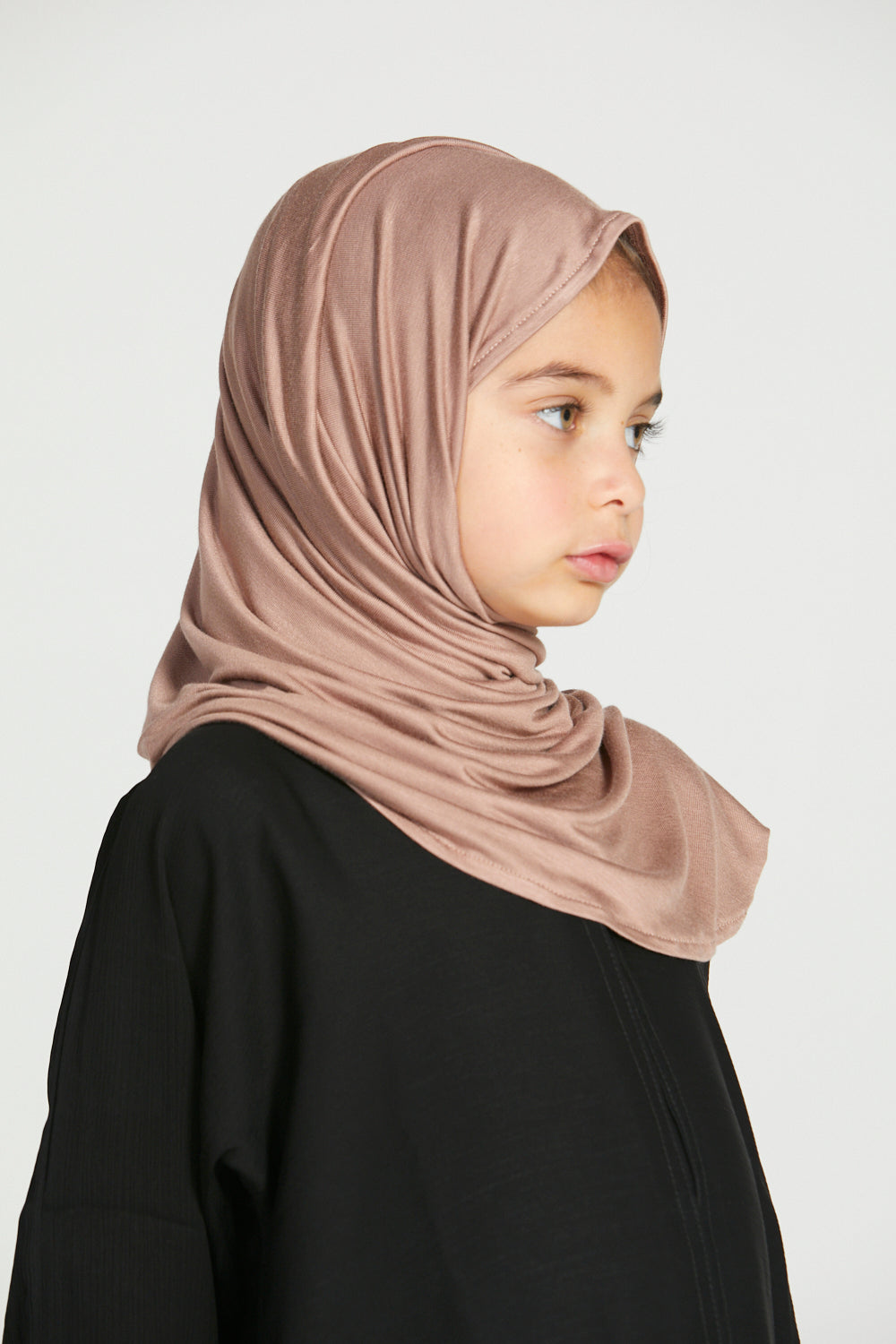 Junior Girls Premium Instant Jersey Hijab - Dusty Taupe