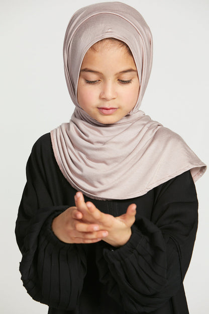 Junior Girls Premium Instant Jersey Hijab - Mink