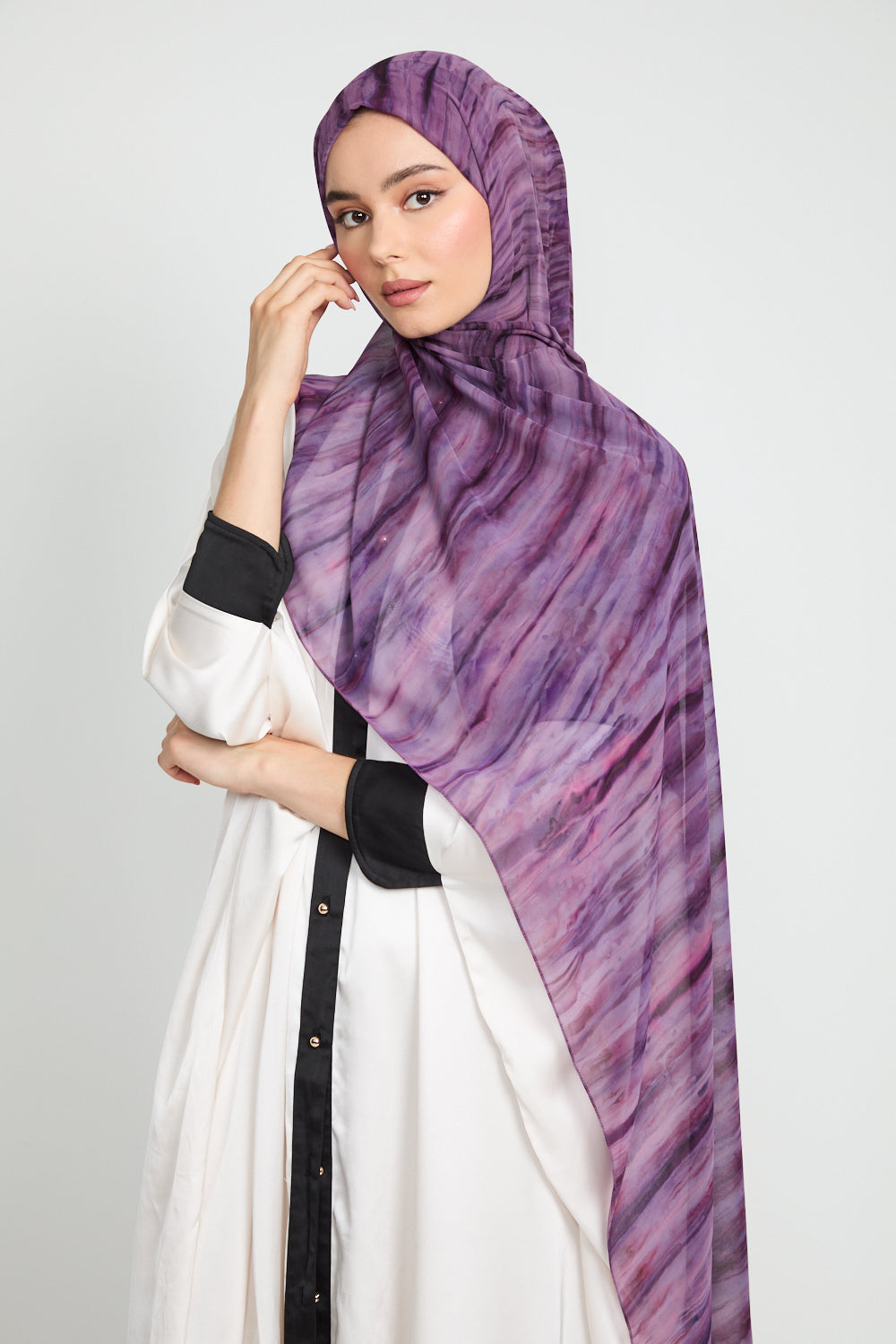 Luxury Tie Dye Chiffon Hijab - Smoked Orchid - LIMITED EDITION