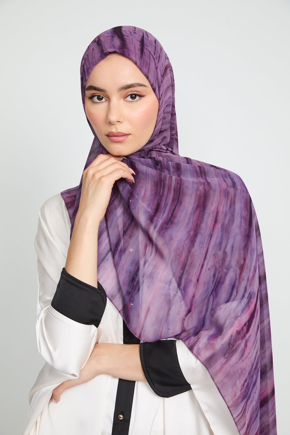 Luxury Tie Dye Chiffon Hijab - Smoked Orchid - LIMITED EDITION
