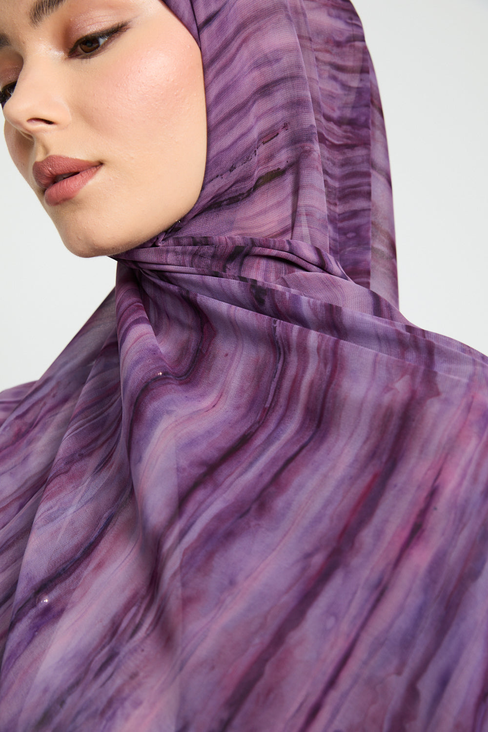 Luxury Tie Dye Chiffon Hijab - Smoked Orchid - LIMITED EDITION