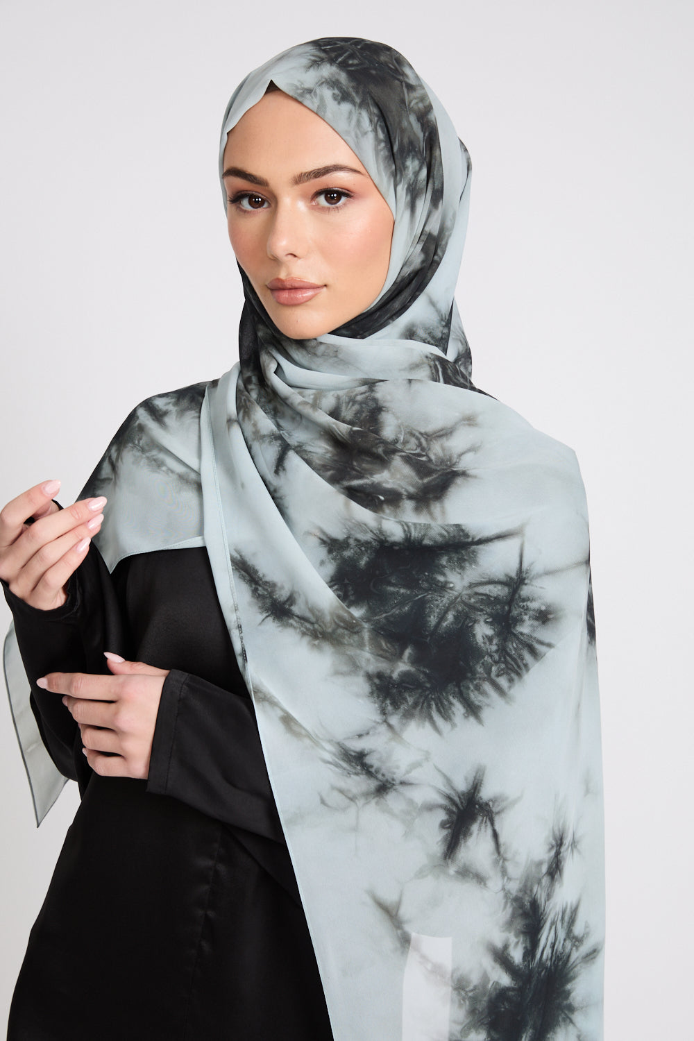 Georgette Chiffon Tie Dye Hijab - Misty Horizon