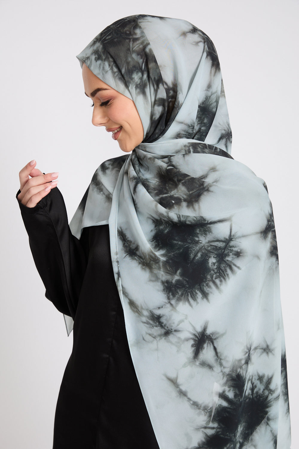 Georgette Chiffon Tie Dye Hijab - Misty Horizon