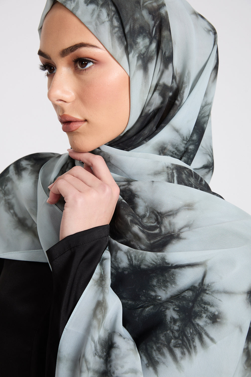 Georgette Chiffon Tie Dye Hijab - Misty Horizon