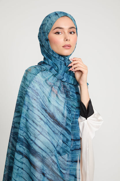 Luxury Tie Dye Chiffon Hijab - Ocean Veil - LIMITED EDITION