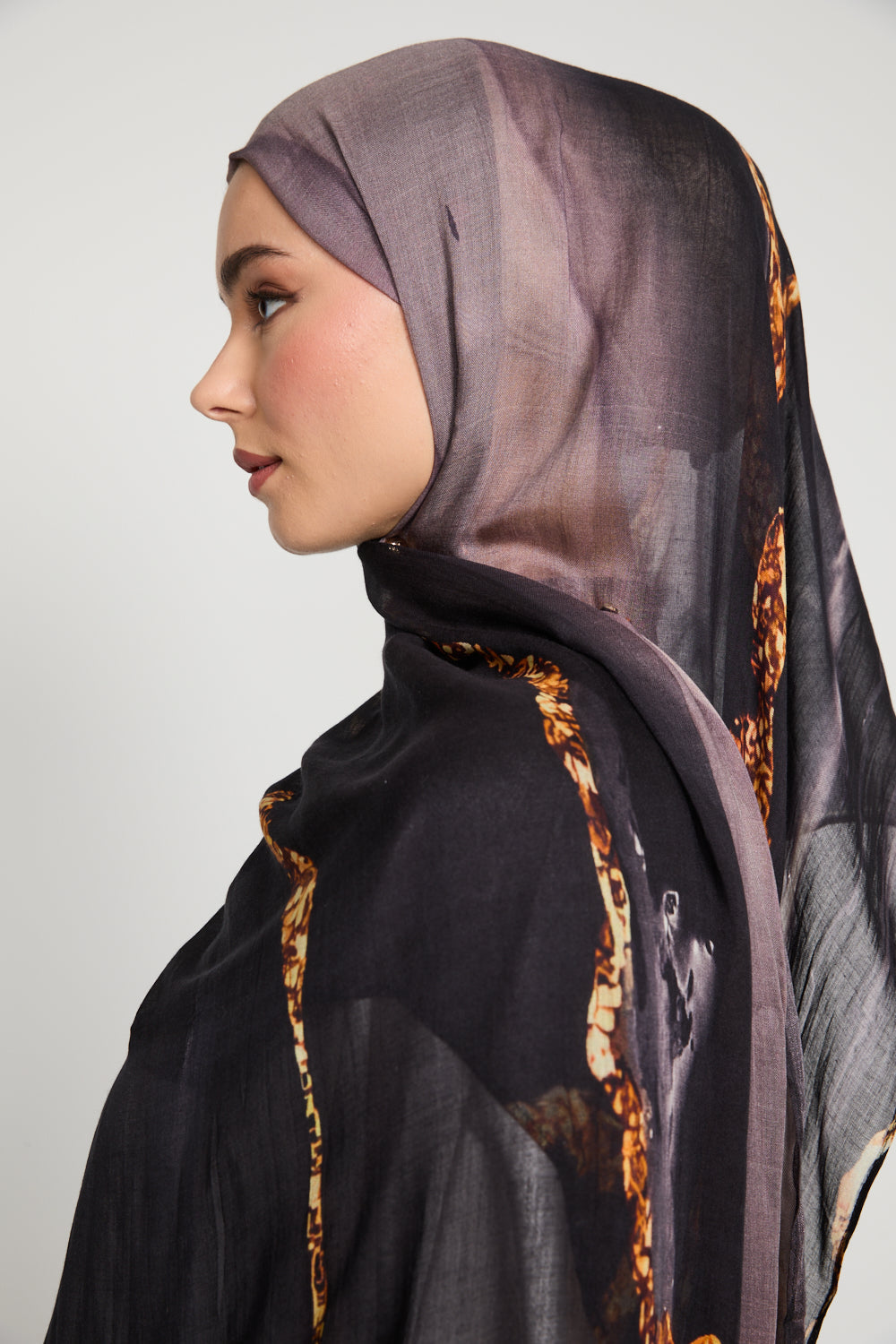 Premium Modal Printed Hijab - Lava Noir