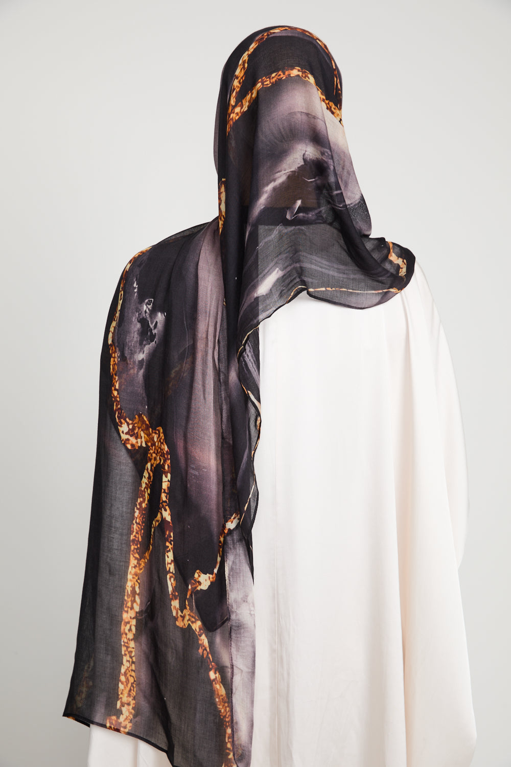 Premium Modal Printed Hijab - Lava Noir