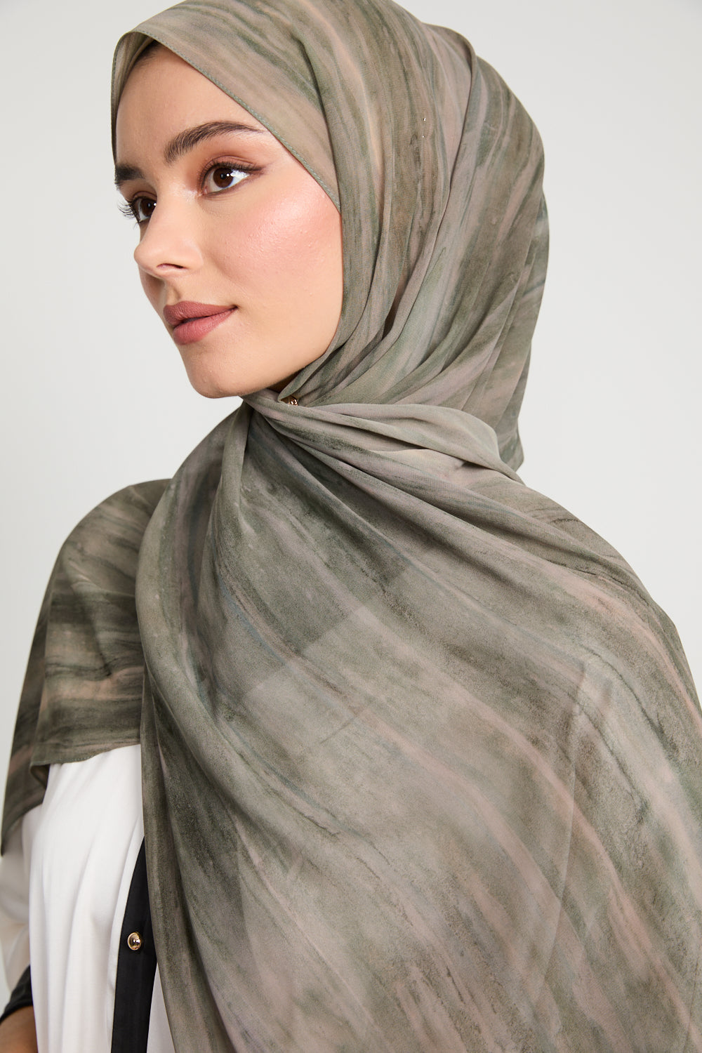 Luxury Tie Dye Chiffon Hijab - Dusty Olive - LIMITED EDITION