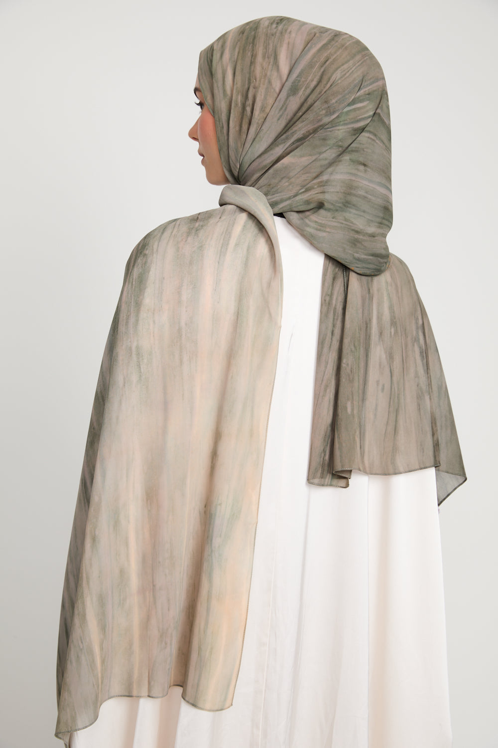 Luxury Tie Dye Chiffon Hijab - Dusty Olive - LIMITED EDITION