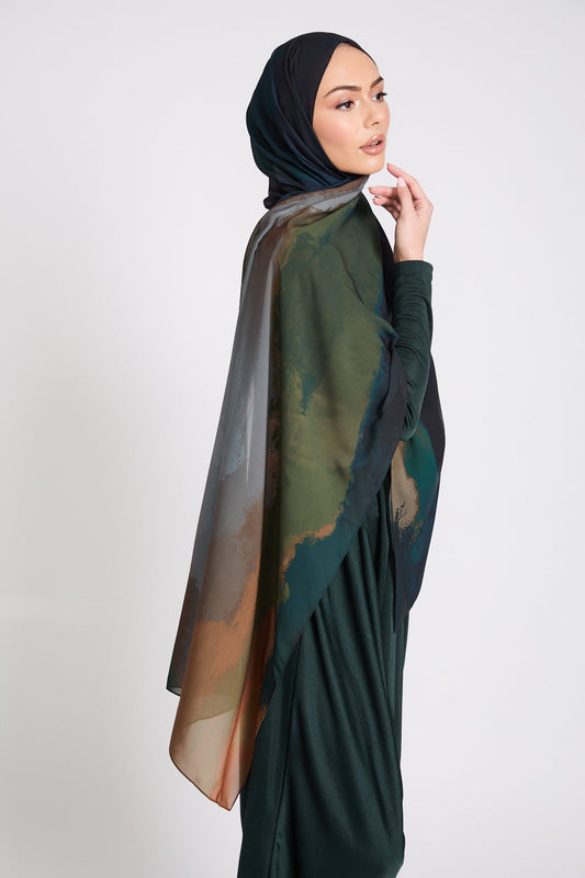 Luxury Printed Hijab - Celestial Mirage - LIMITED EDITION