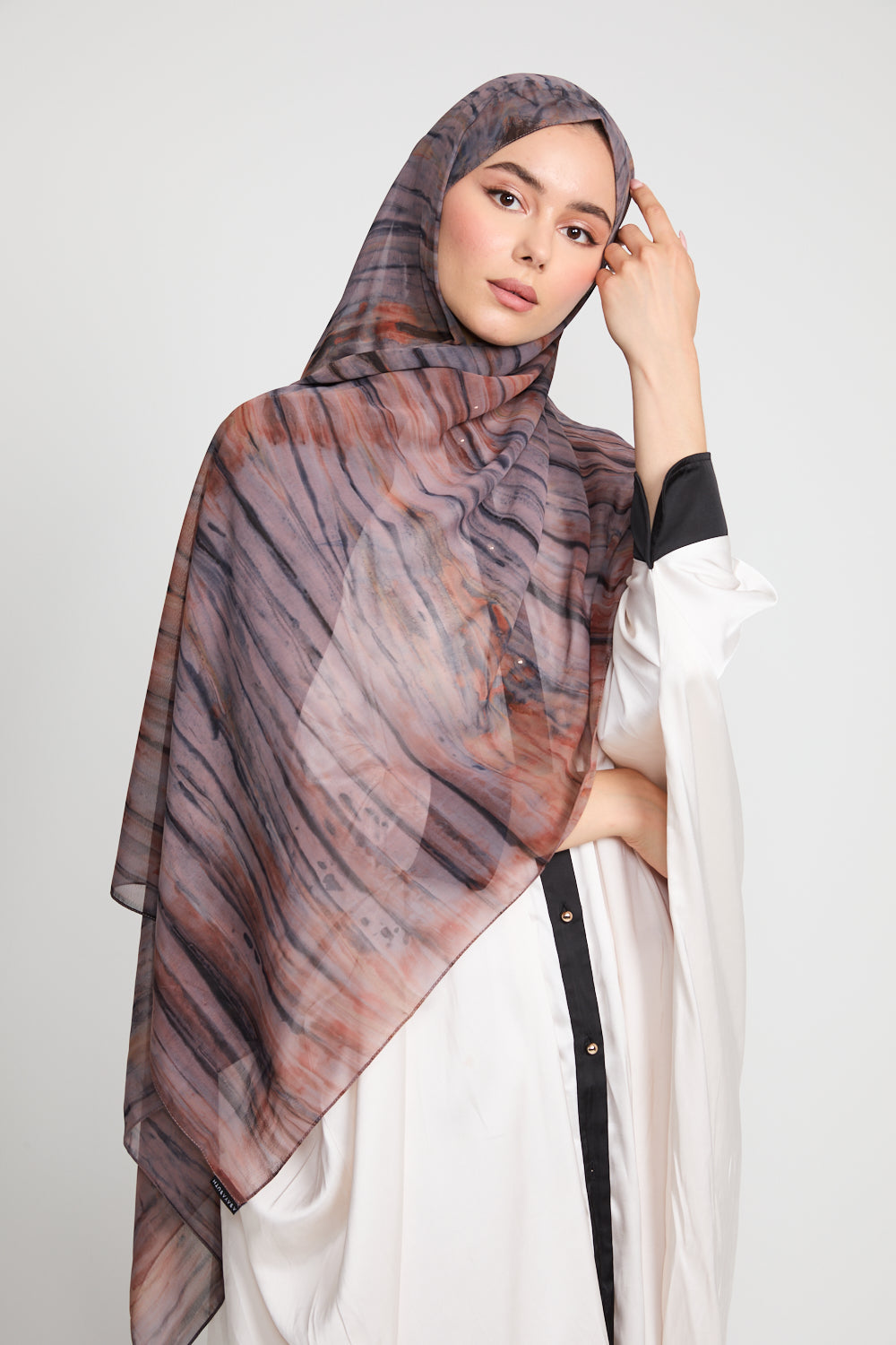 Luxury Tie Dye Chiffon Hijab - Sunset Noir - LIMITED EDITION