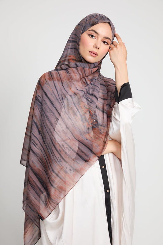 Luxury Tie Dye Chiffon Hijab - Sunset Noir - LIMITED EDITION