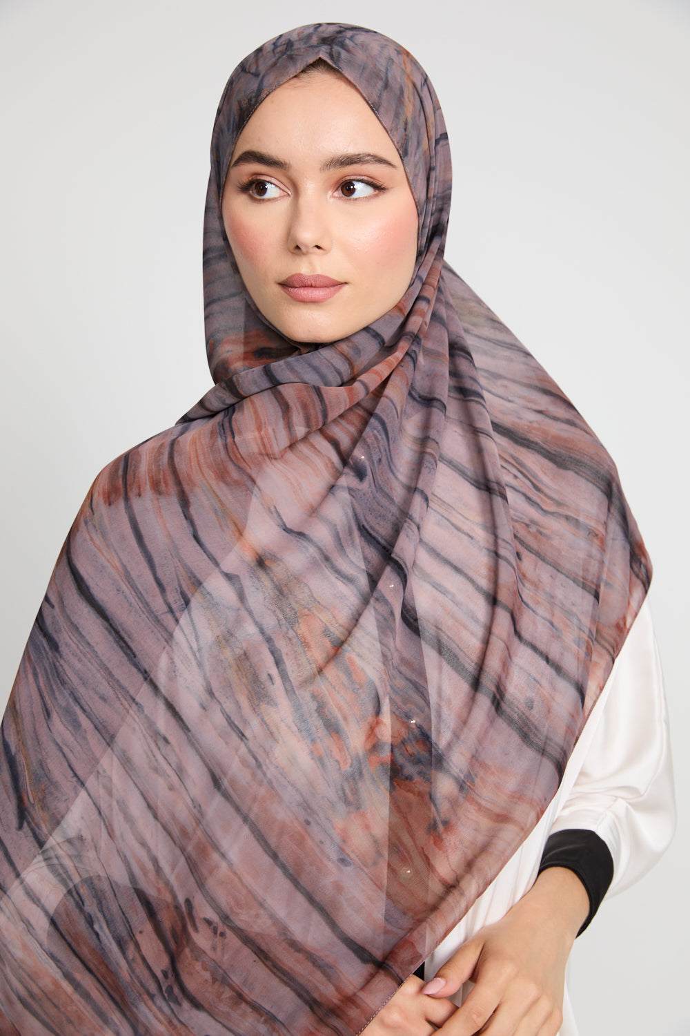 Luxury Tie Dye Chiffon Hijab - Sunset Noir - LIMITED EDITION