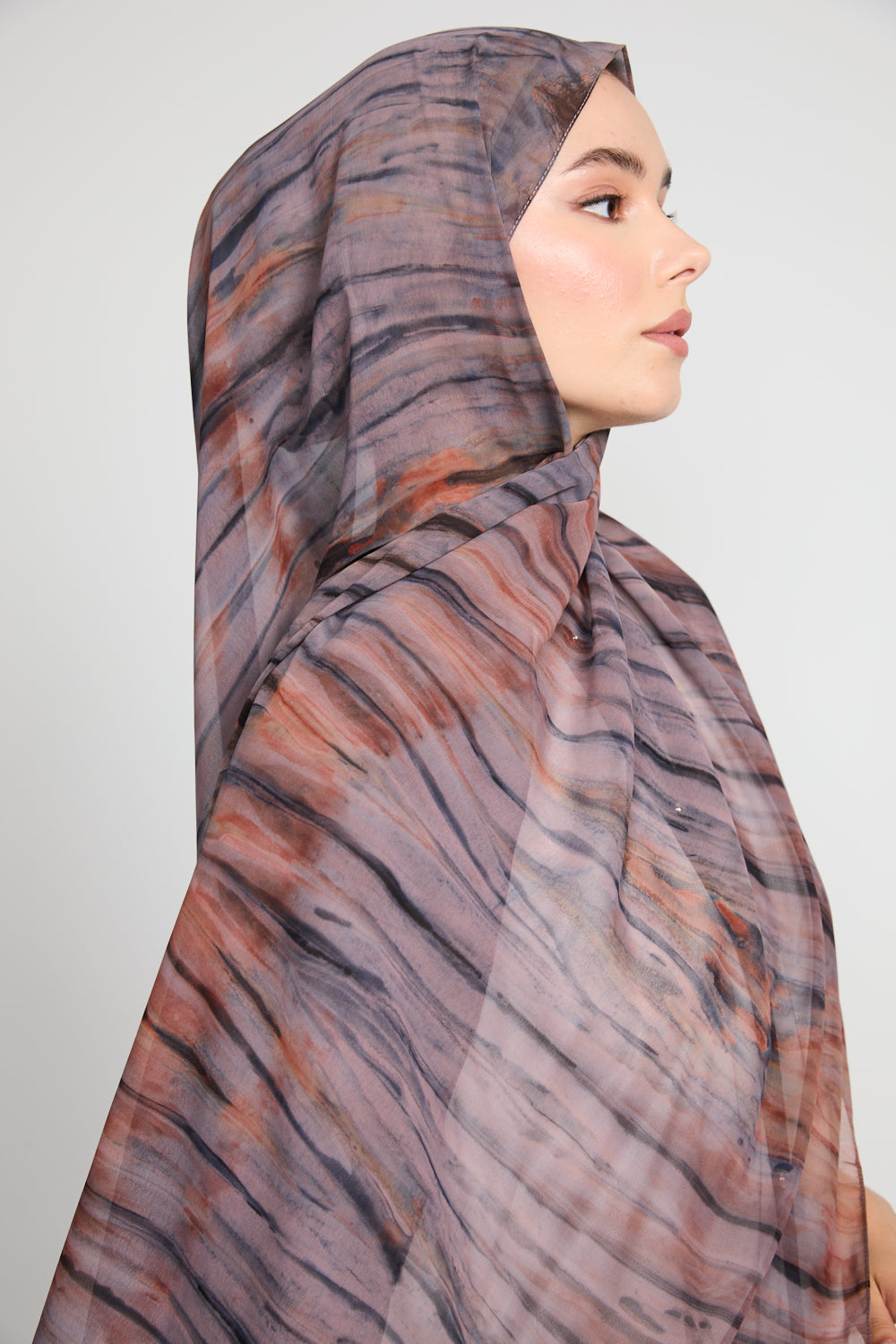 Luxury Tie Dye Chiffon Hijab - Sunset Noir - LIMITED EDITION