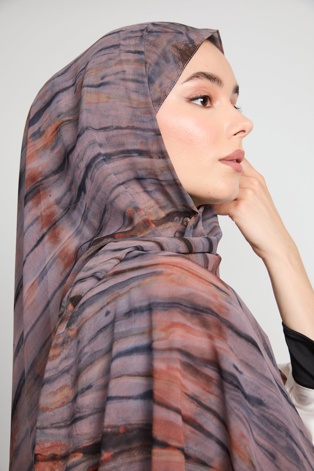 Luxury Tie Dye Chiffon Hijab - Sunset Noir - LIMITED EDITION