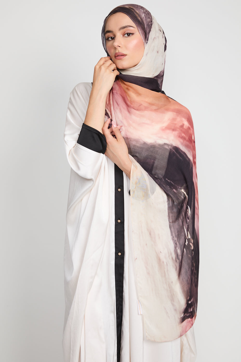 Premium Modal Printed Hijab - Blush Eclipse