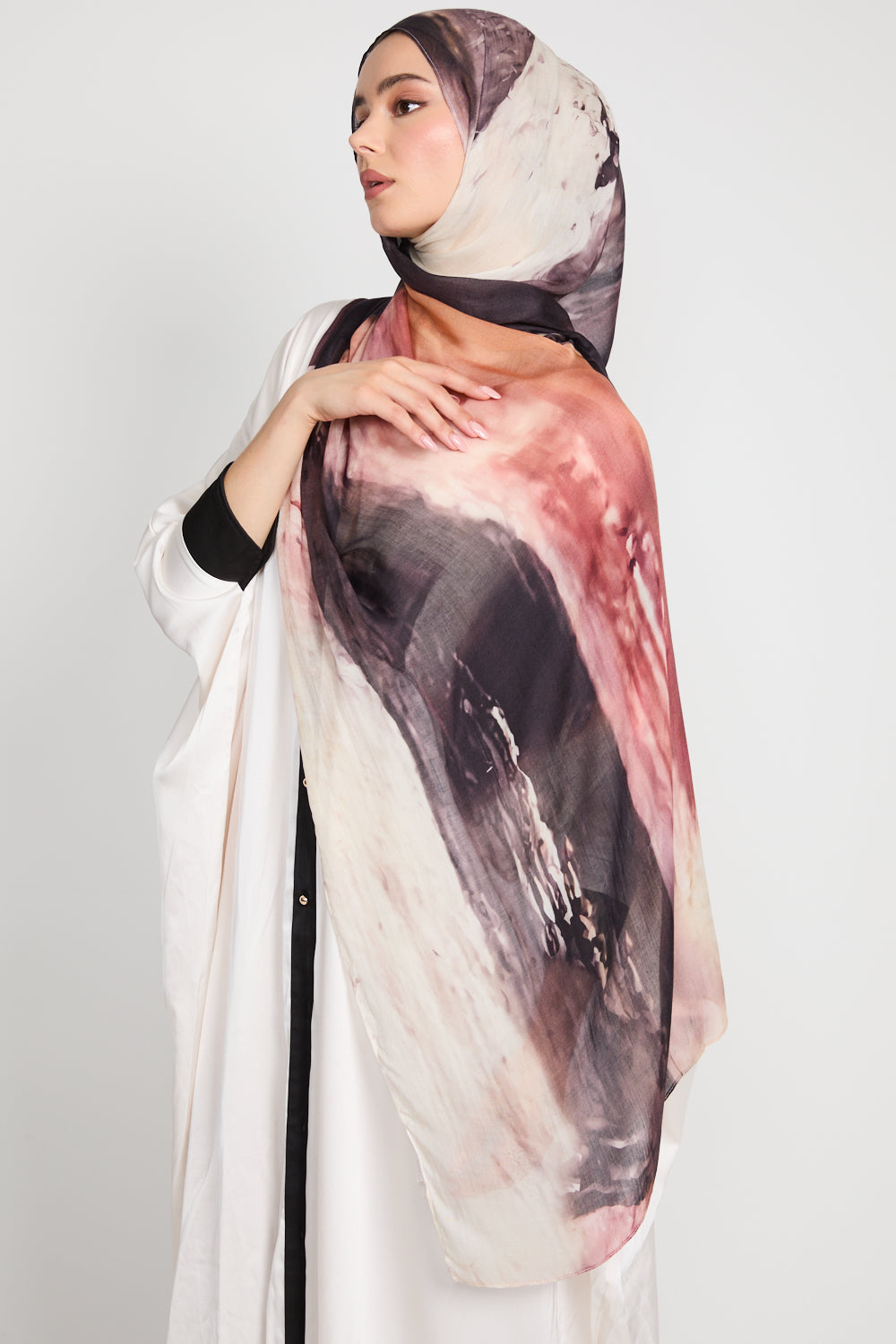Premium Modal Printed Hijab - Blush Eclipse