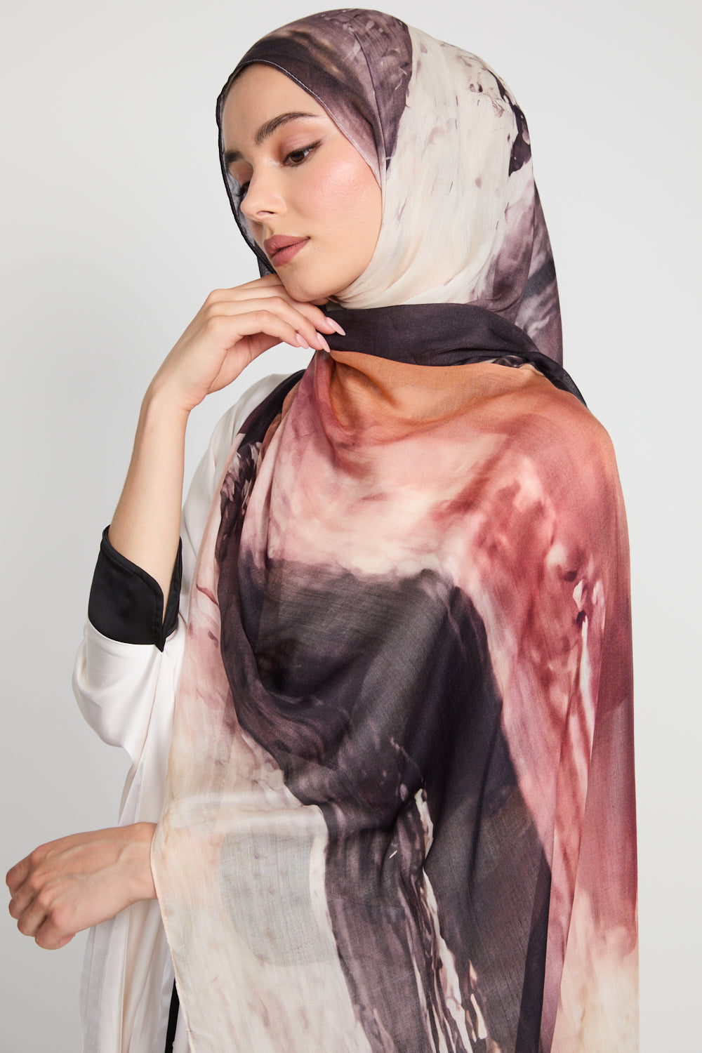 Premium Modal Printed Hijab - Blush Eclipse