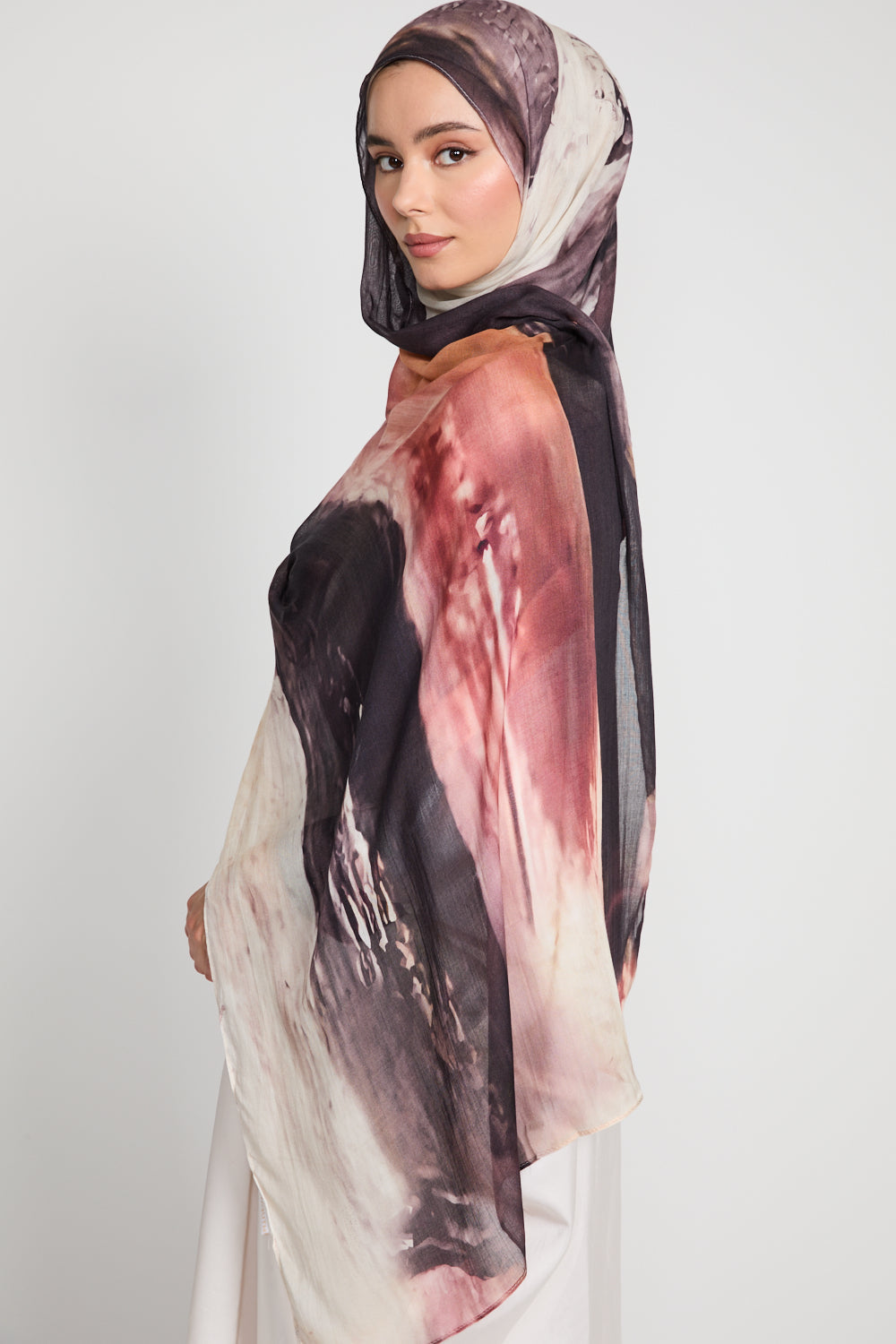 Premium Modal Printed Hijab - Blush Eclipse