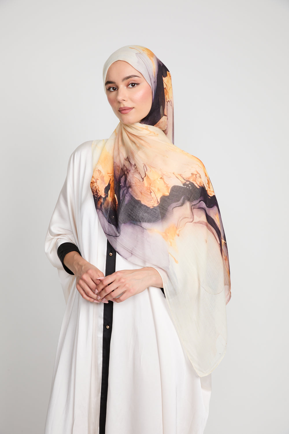 Premium Modal Printed Hijab - Golden Twilight