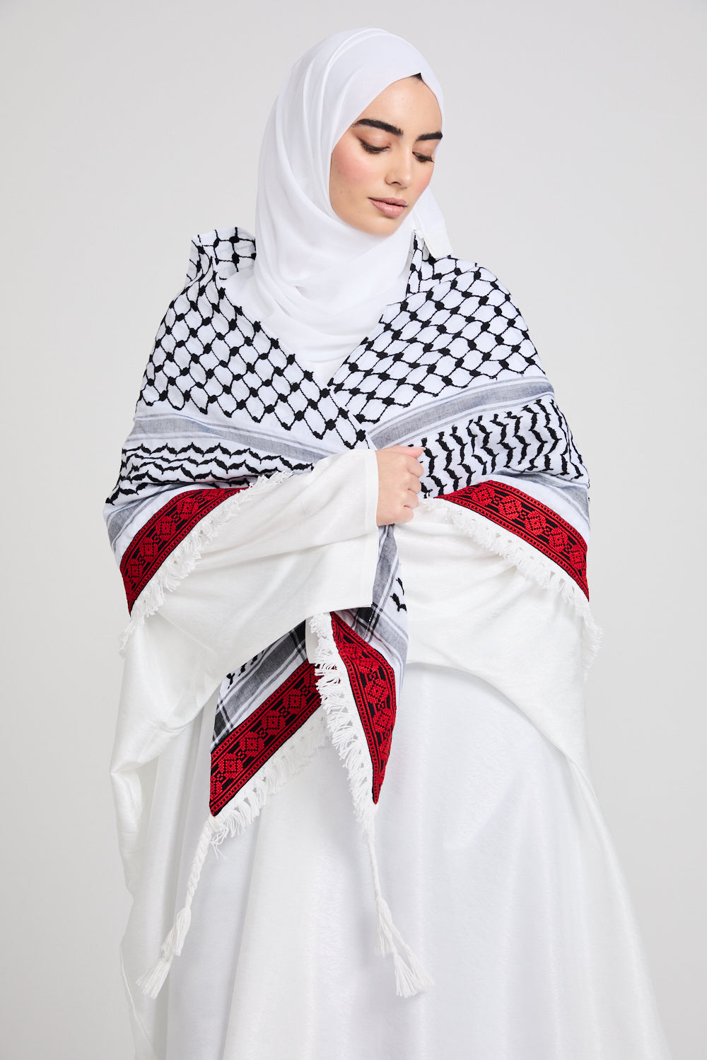 Premium Keffiyeh Scarf With Embroidery