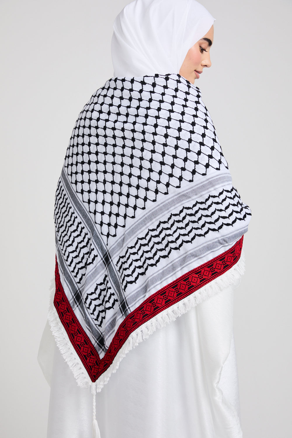 Premium Keffiyeh Scarf With Embroidery