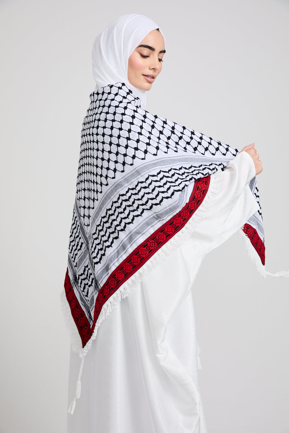 Premium Keffiyeh Scarf With Embroidery