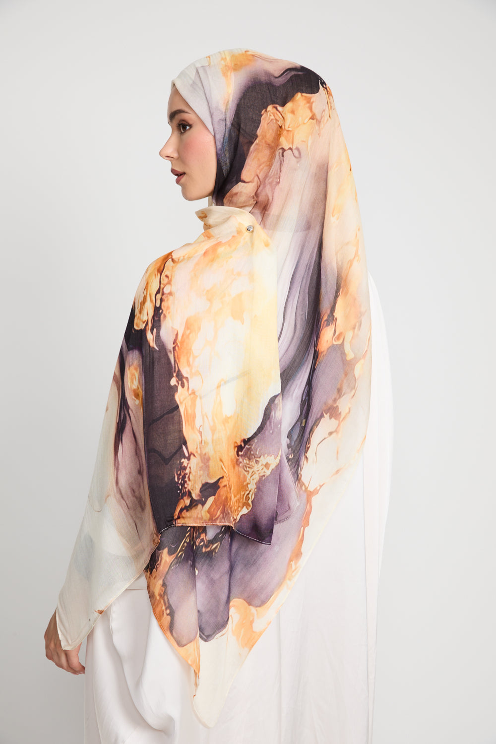 Premium Modal Printed Hijab - Golden Twilight