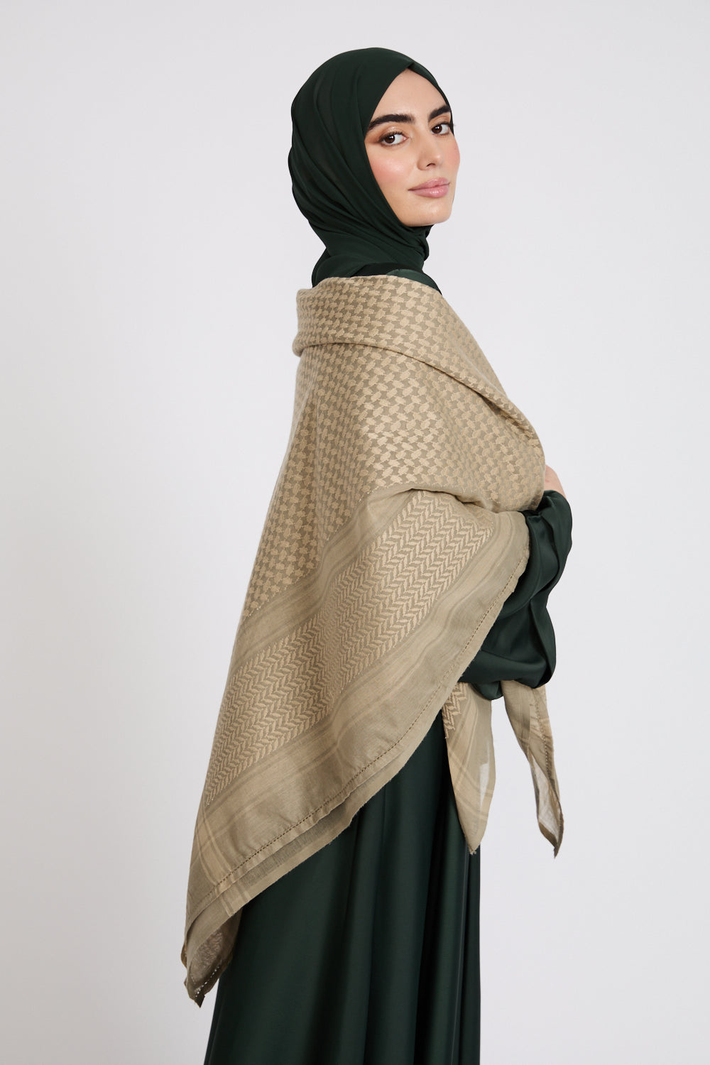 Keffiyeh Scarf - Olive Brown
