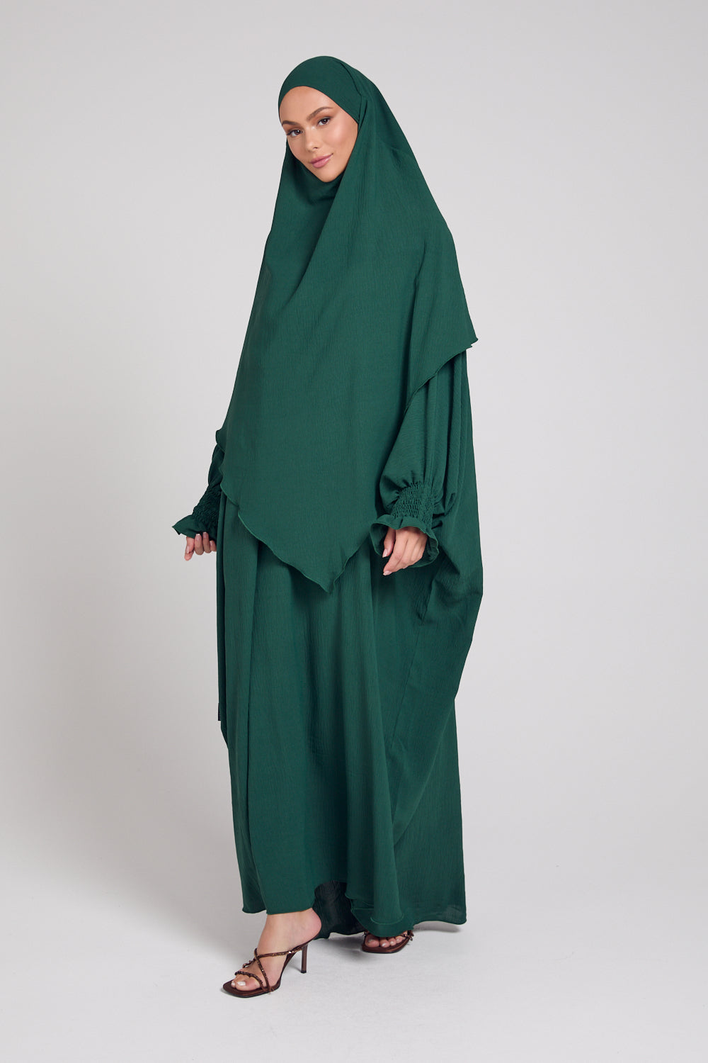 Set Abaya con Khimar - Verde foresta