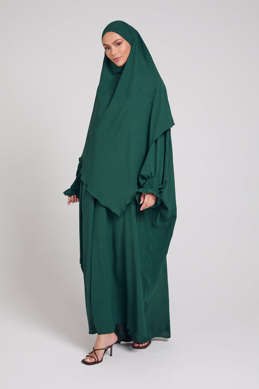 Set Abaya con Khimar - Verde foresta