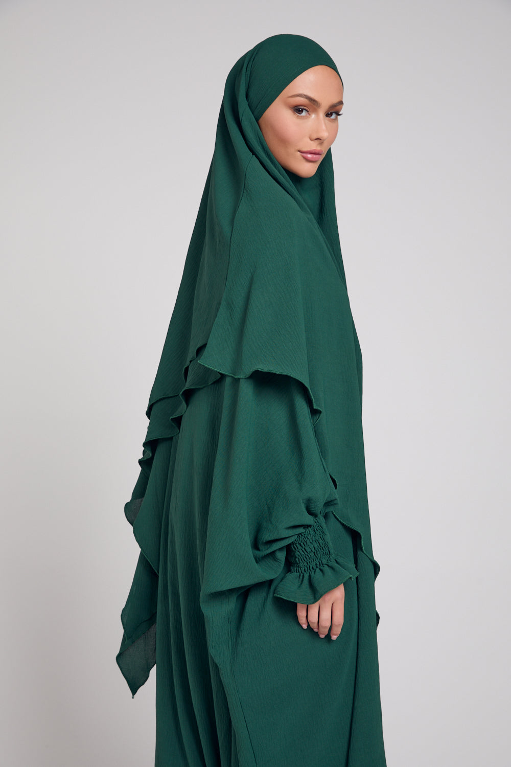 Set Abaya con Khimar - Verde foresta